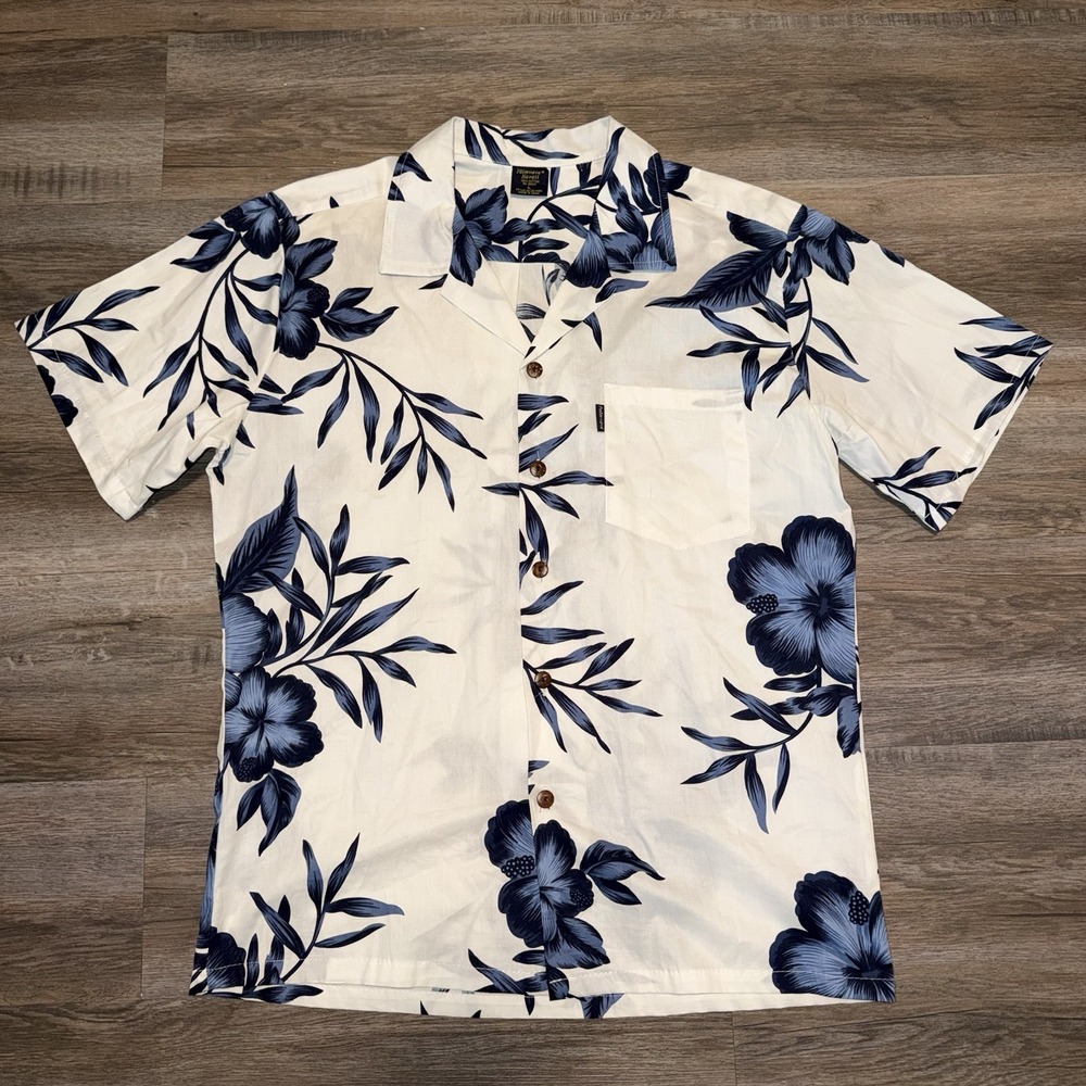 Palmwave Hawaii Mens Large Cotton Woven Floral Shirt Summertime